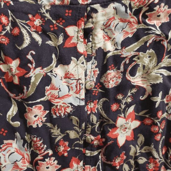 Knox Rose Boho Black Red Floral Tiered Vented Button Front Maxi Skirt Size XL - Picture 10 of 11